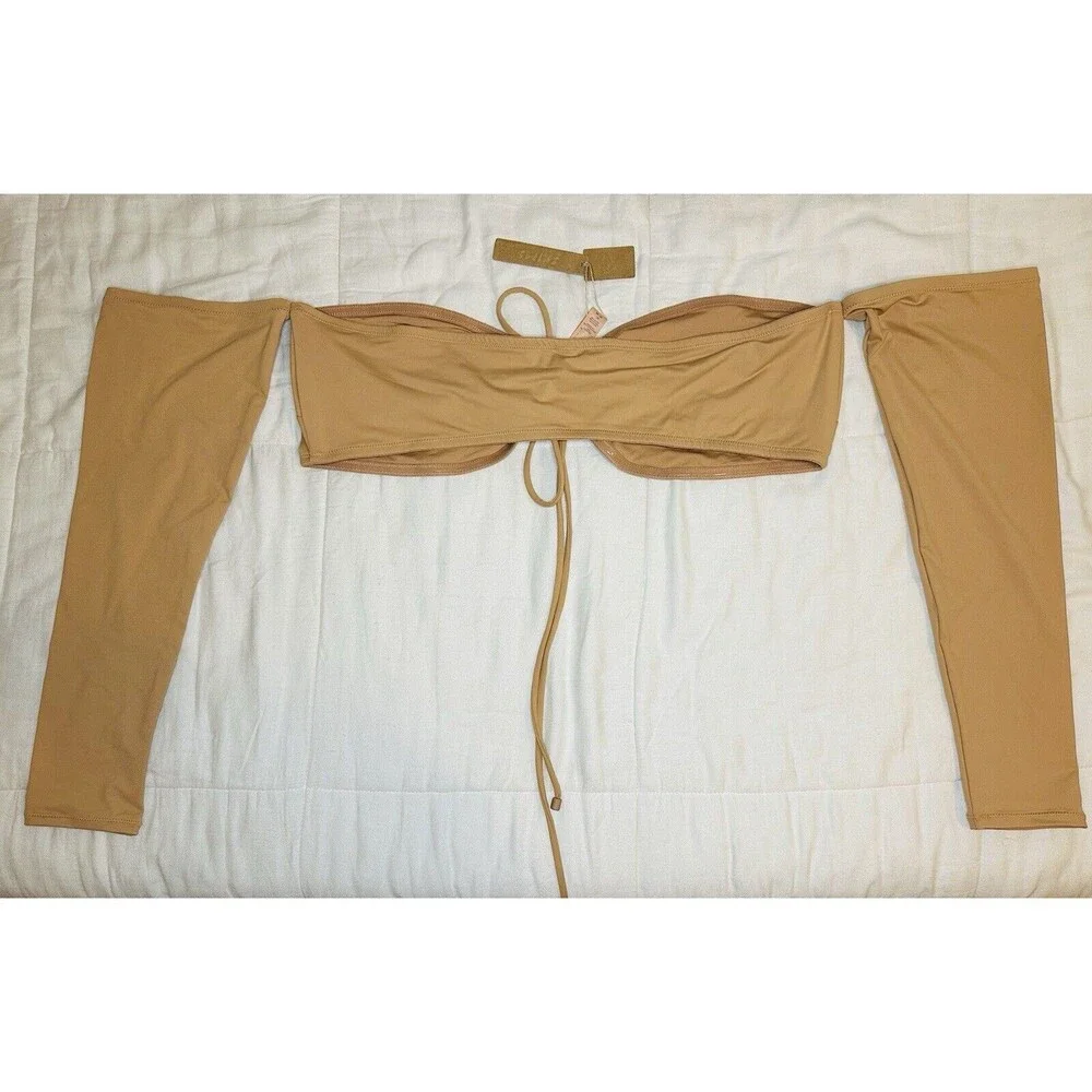 SKIMS Recycled‎ Swim Long Sleeve Bikini Top Ochre Women's SIZE 4X NWT
